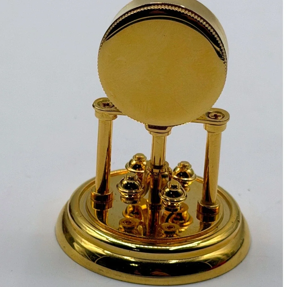 Collezio Miniature Anniversary Clock Gold Tone Glass Dome Quartz Desk Decor 3in